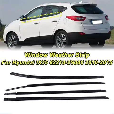 4Pcs/set Window Glass Weatherstrip For Hyundai IX35 82210-2S000 2010-2015 Car Door Waterproof Black Rubber Weather Sealing Trim