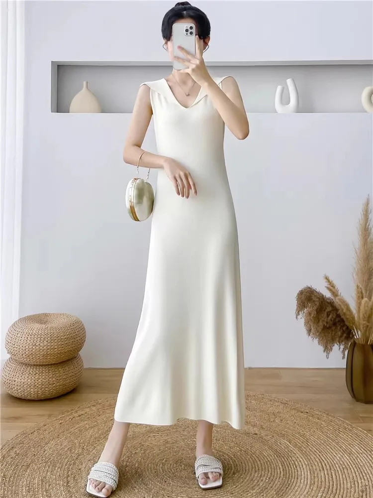 Knitted Women's Dress Vest Clothes Sleeveless Shawl Casual Comfort Elegant Formal Solid Color Straight Loose-fit Dresses
Knitted Women's Dress Vest Clothes Sleeveless Shawl Casual Comfort Elegant Formal Solid Color Straight Loose-fit Dresses