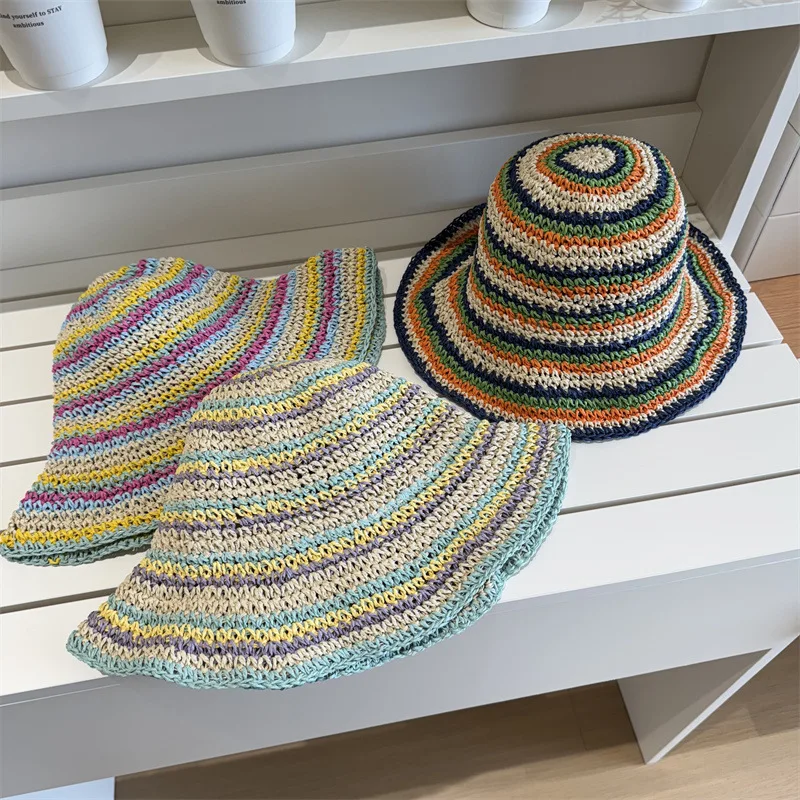 Women's Bucket Hats Korean Stripes Simple Versatile Grass Woven Fashion Fisherman Hat Summer Seaside Wide Brim Sun Hat For Girl
Women's Bucket Hats Korean Stripes Simple Versatile Grass Woven Fashion Fisherman Hat Summer Seaside Wide Brim Sun Hat For Girl