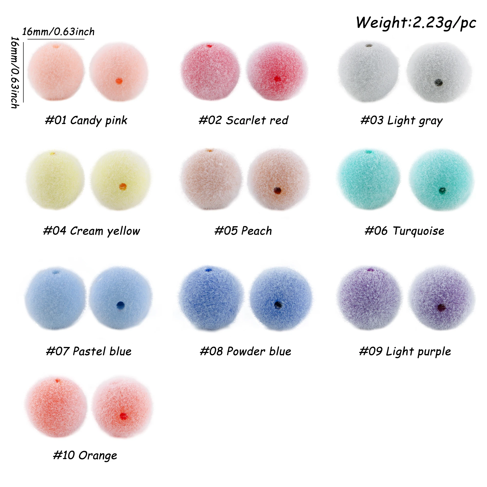 Sunrony 10Pcs 16mm Colorful Flocking Velvet Acrylic Round Beads For Jewelry Making DIY Necklace Bracelet Earring Accessories
Sunrony 10Pcs 16mm Colorful Flocking Velvet Acrylic Round Beads For Jewelry Making DIY Necklace Bracelet Earring Accessories