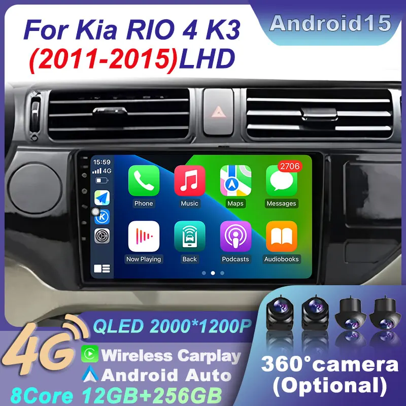 LHD for Kia RIO 4 K3 2011-2015 Car Radio Wireless CarPlay Navi DSP BT QLED Android 15 Video Multimedi Player 2K Split Screen GPS
LHD for Kia RIO 4 K3 2011-2015 Car Radio Wireless CarPlay Navi DSP BT QLED Android 15 Video Multimedi Player 2K Split Screen GPS