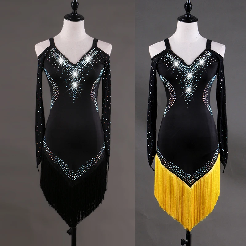 Latin Competition Dress For Women Modern Standard Dance Clothes Adult/Kids Long Sleeve Rhinestone Fringe Samba Clothing DQL3006
Latin Competition Dress For Women Modern Standard Dance Clothes Adult/Kids Long Sleeve Rhinestone Fringe Samba Clothing DQL3006