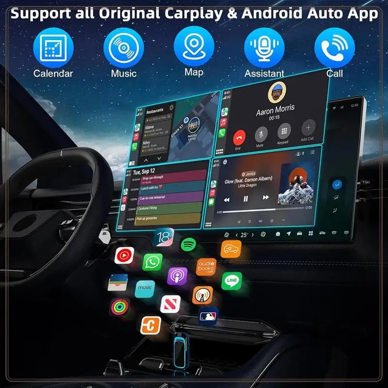 Надежный беспроводной адаптер Carplay и беспроводной адаптер Android Auto с окружающей подсветкой, адаптер Carplay для IOS 10+ и Android 11
Надежный беспроводной адаптер Carplay и беспроводной адаптер Android Auto с окружающей подсветкой, адаптер Carplay для IOS 10+ и Android 11