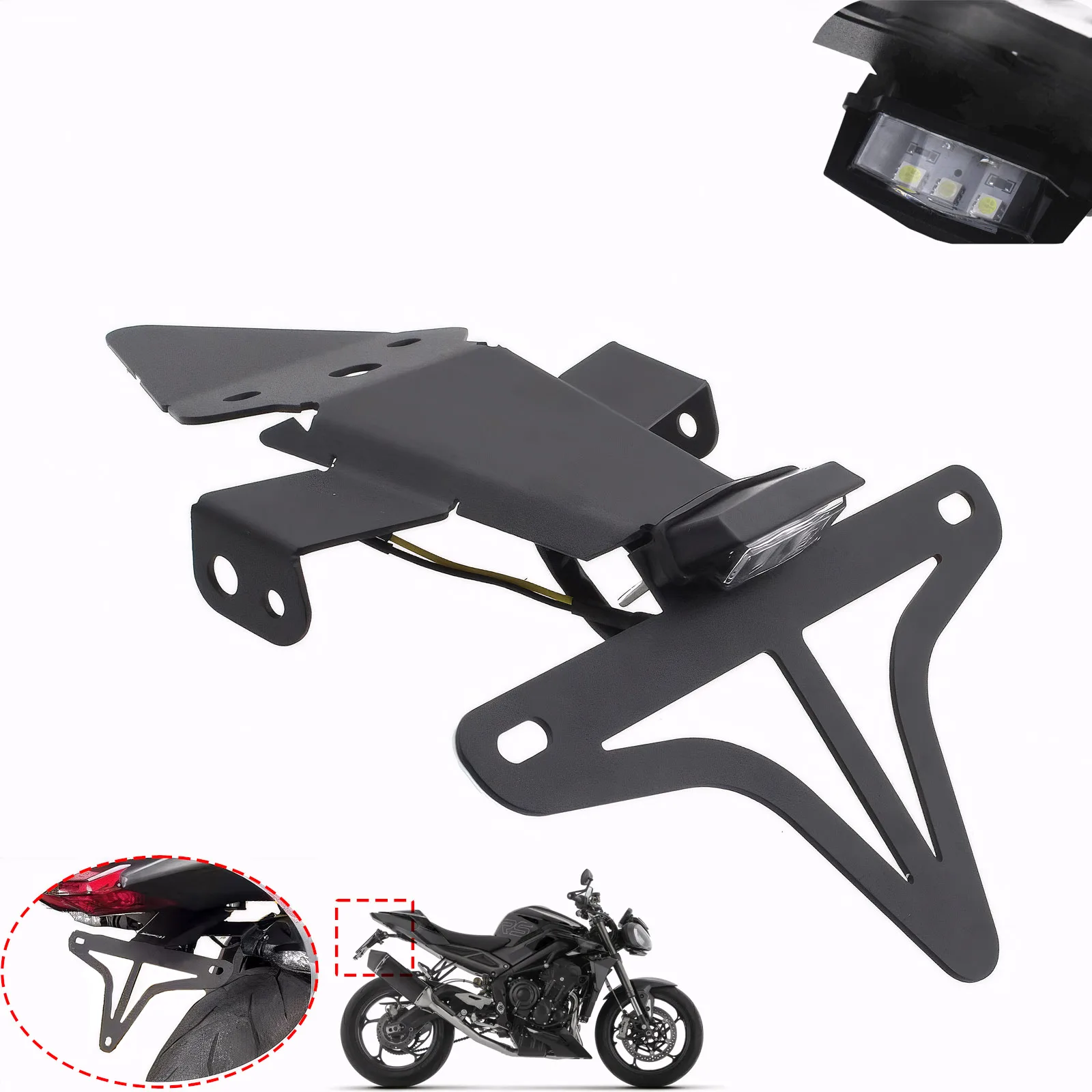 LED Fender Eliminator License Plate Holder Turn Signal Adapters for triumph street triple 765 rs rs 2020-2023
LED Fender Eliminator License Plate Holder Turn Signal Adapters for triumph street triple 765 rs rs 2020-2023
