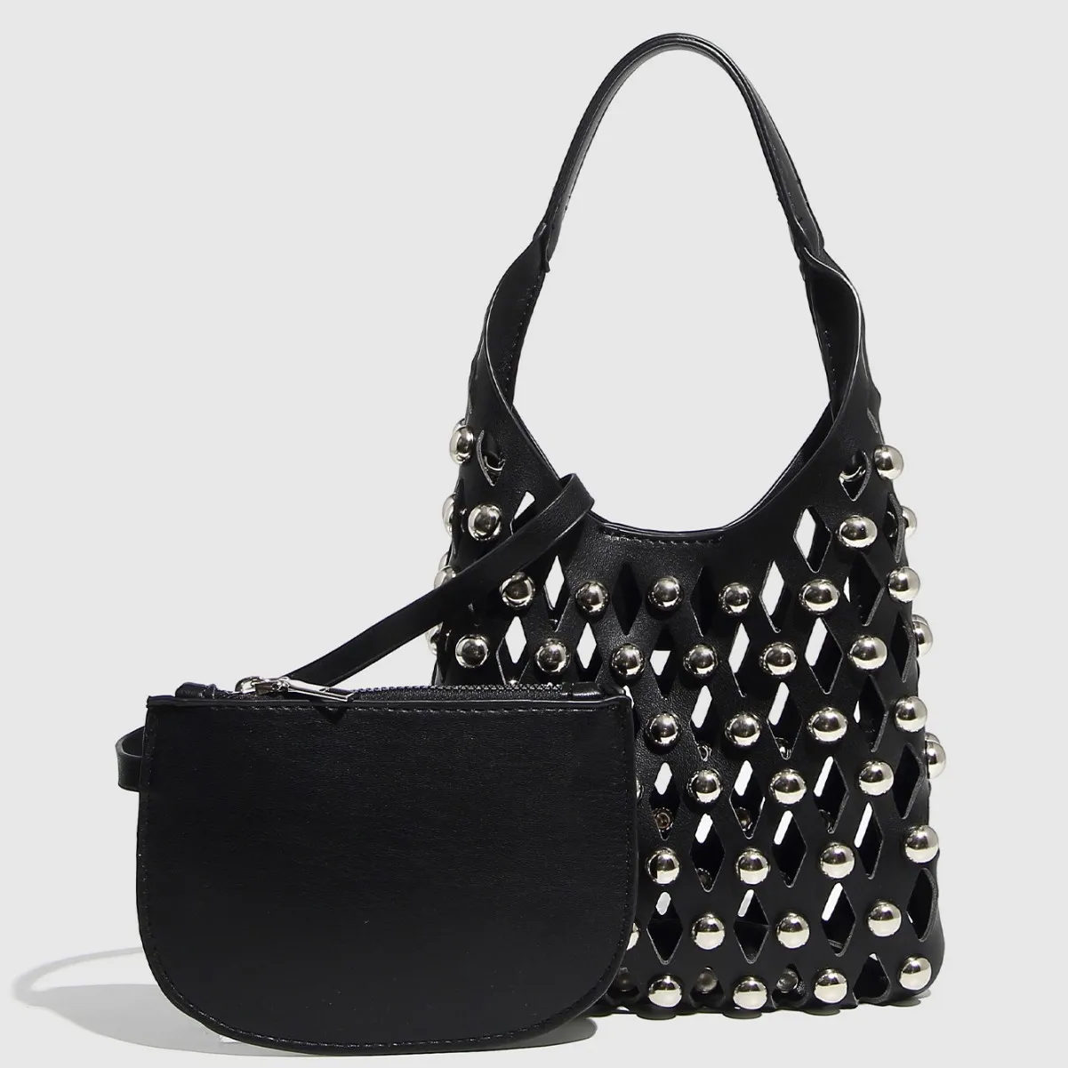 2025 new vacation hollowed-out handbag studded women bag chain shoulder cross-body bucket bag
2025 new vacation hollowed-out handbag studded women bag chain shoulder cross-body bucket bag