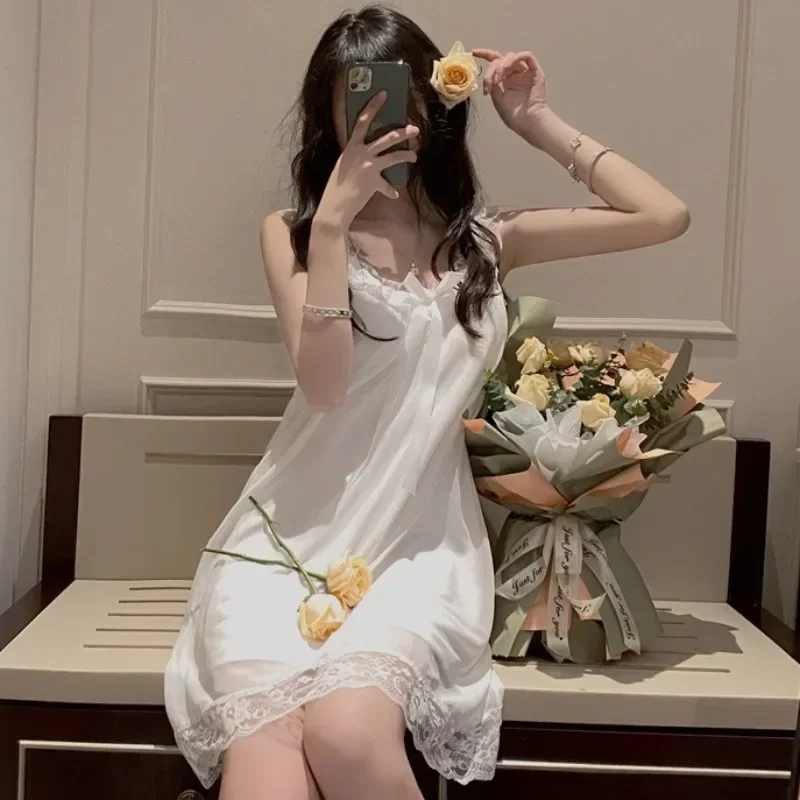 Sexy White Summer Nightdress for Women - Slim Fit Lace Sleeveless Sleepwear, Sheer Mesh Bodycon Nightie, Evening Loungewear,
Sexy White Summer Nightdress for Women - Slim Fit Lace Sleeveless Sleepwear, Sheer Mesh Bodycon Nightie, Evening Loungewear,