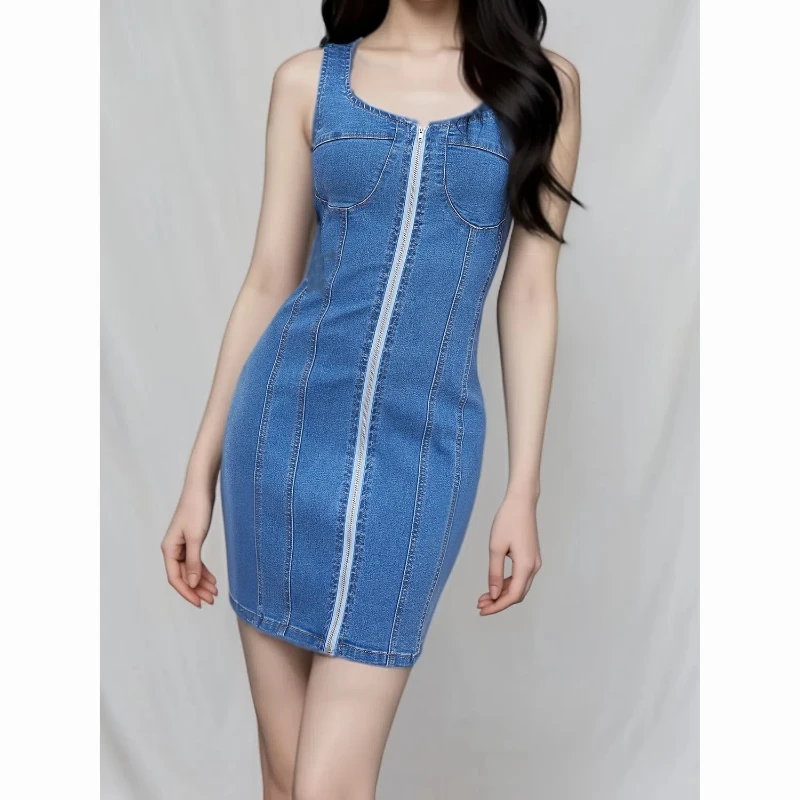 Women's Clothing Solid Color Summer Sleeveless Zipper Round Neck Slim Straight Bag Hip Mini Skirts Vintage Casual Dresses
Women's Clothing Solid Color Summer Sleeveless Zipper Round Neck Slim Straight Bag Hip Mini Skirts Vintage Casual Dresses