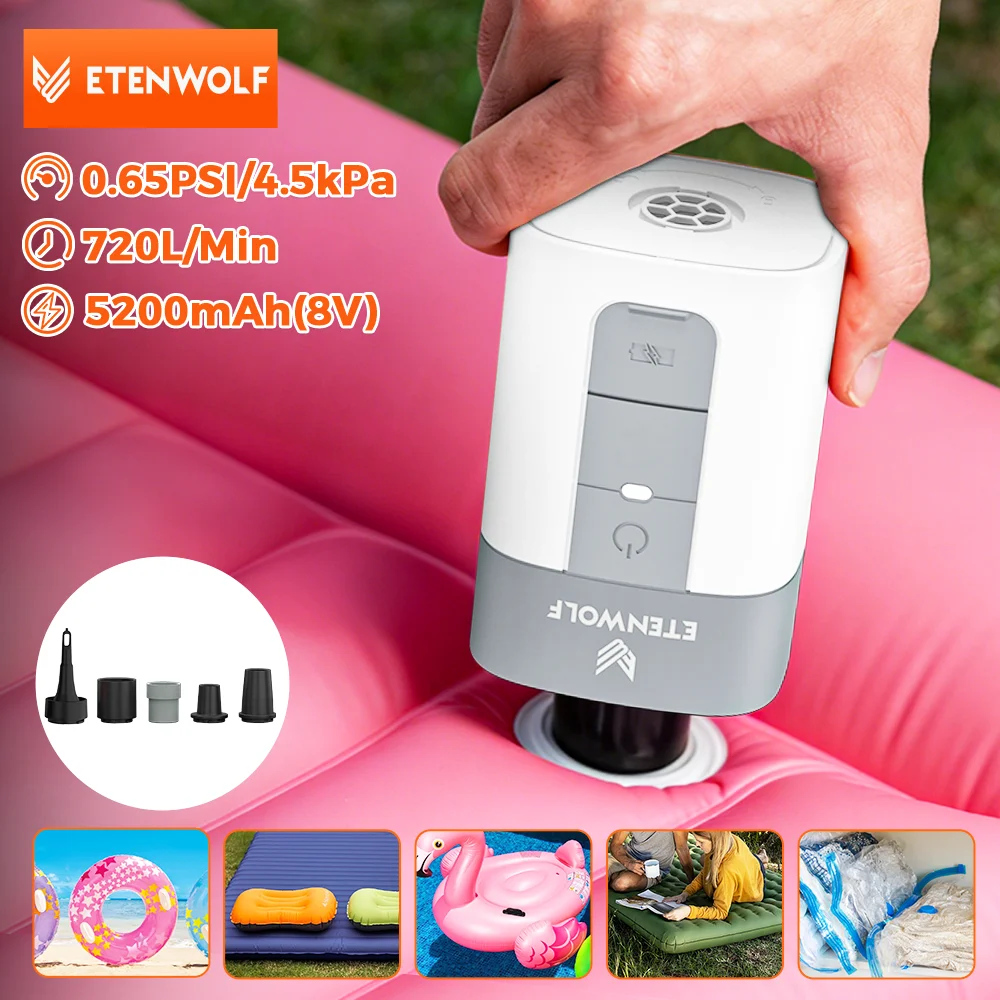 ETENWOLF AIR 5 Electric Air Pump 720 LPM Quick Inflator & Deflator 5200mAh Portable Air Pump for Pool Floats Vacuum Storage Bag
ETENWOLF AIR 5 Electric Air Pump 720 LPM Quick Inflator & Deflator 5200mAh Portable Air Pump for Pool Floats Vacuum Storage Bag