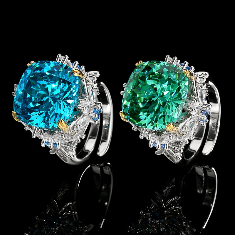 15mm Large Emerald Green Cushion Cut Adjustable Ring Gold Accented with Blue Clear CZ Luxury Cocktail Statement Women Jewelry
15mm Large Emerald Green Cushion Cut Adjustable Ring Gold Accented with Blue Clear CZ Luxury Cocktail Statement Women Jewelry