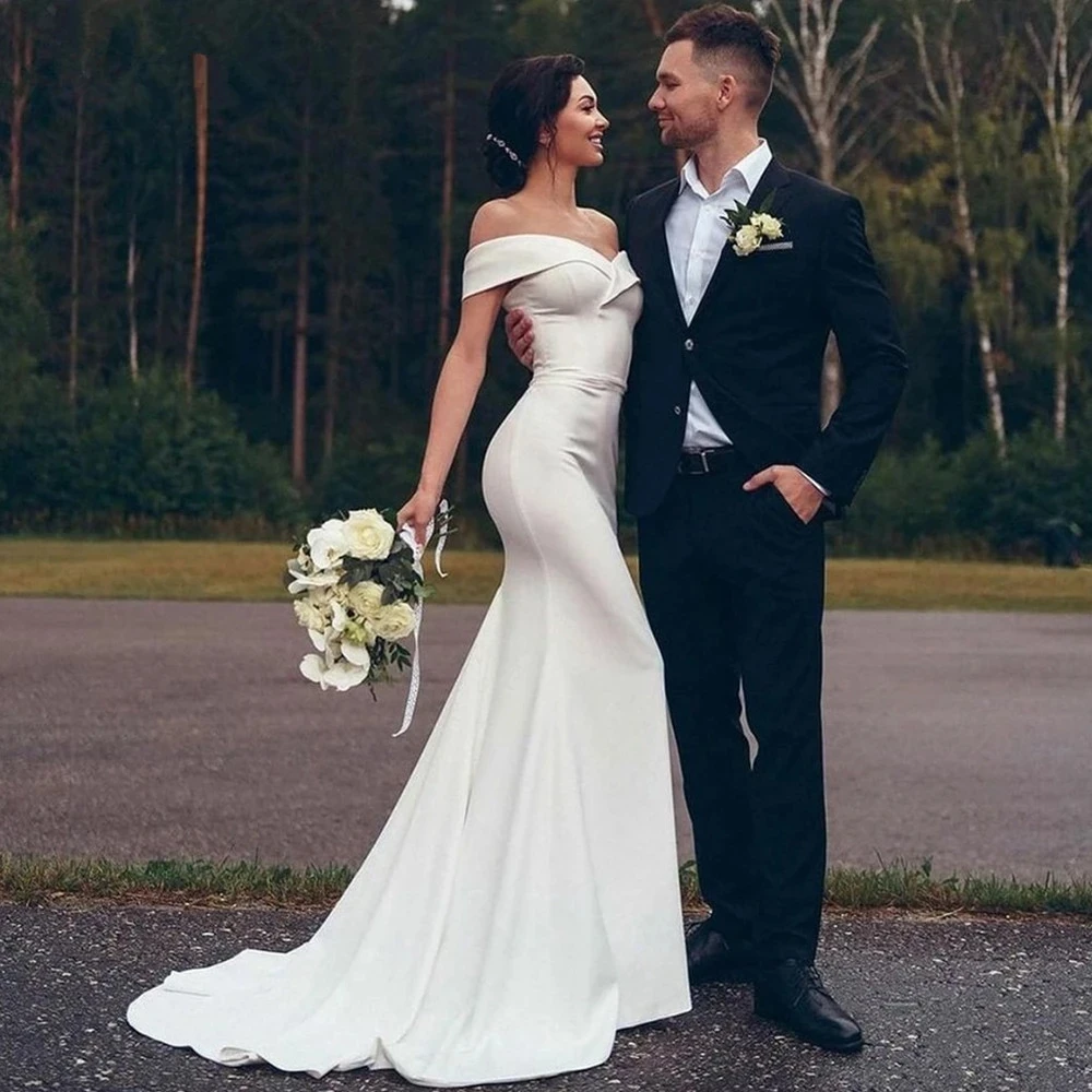 Elegant Off Shoulder Mermaid Soft Satin Wedding Dresses for Women V-Neck Lace-Up Backless Bride Gowns robe de mariée
Elegant Off Shoulder Mermaid Soft Satin Wedding Dresses for Women V-Neck Lace-Up Backless Bride Gowns robe de mariée