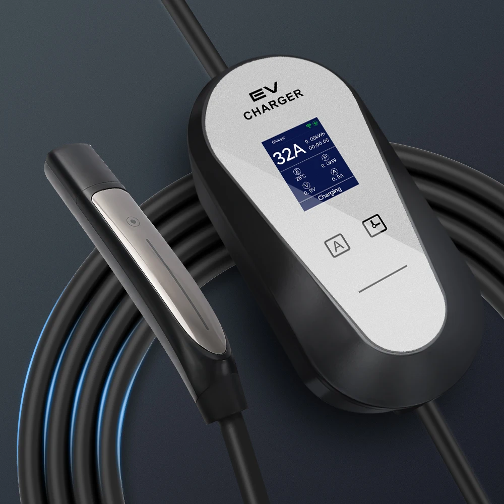 32A EV Charger for Tesla 1Phase 7kW LCD Display Current Adjustable Wallbox EVSE Portable Charging Accessories for Electric Car
32A EV Charger for Tesla 1Phase 7kW LCD Display Current Adjustable Wallbox EVSE Portable Charging Accessories for Electric Car