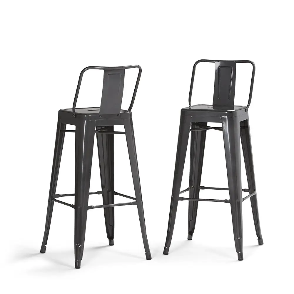 Rayne Bar Stools (Set Of 2) - 30 H Seat Height Industrial Metal Chairs In Grey, Contemporary Seating For Kitchen Or Bar With
Rayne Bar Stools (Set Of 2) - 30 H Seat Height Industrial Metal Chairs In Grey, Contemporary Seating For Kitchen Or Bar With