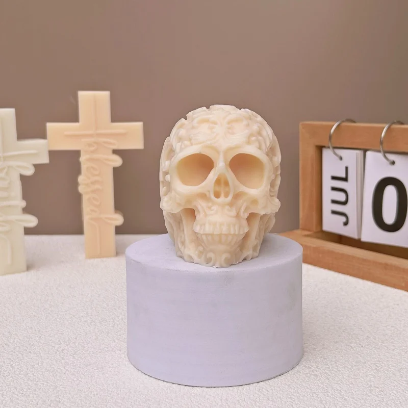 Pattern skull candle silicone mold DIY resin mould decoration photos on the table
Pattern skull candle silicone mold DIY resin mould decoration photos on the table
