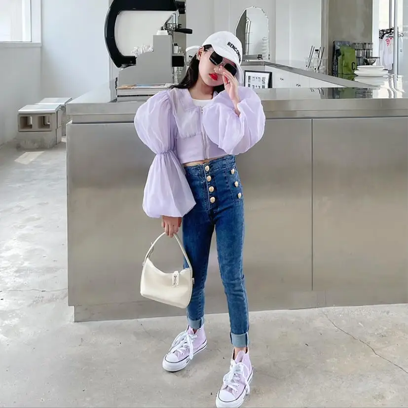 Girl Summer Puff Sleeve Tops Fashion New Zipper Short Shirts Children Thin Sun Protection Clothes Kids Blousers Teenage Wz747
Girl Summer Puff Sleeve Tops Fashion New Zipper Short Shirts Children Thin Sun Protection Clothes Kids Blousers Teenage Wz747