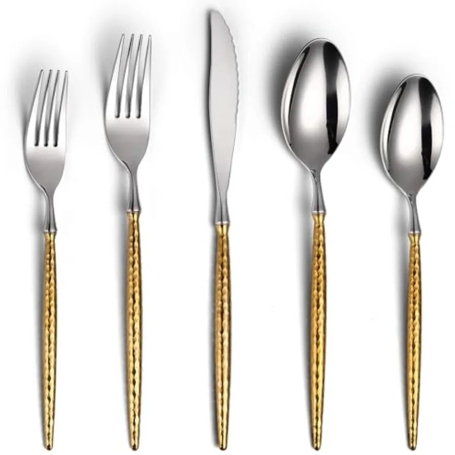20-Piece Hammered ware Set18/10 Stainless Steel Forging Heavy Duty Cutlery Set for 4 Luxury Unique Flatware Set Spoons and Fork
20-Piece Hammered ware Set18/10 Stainless Steel Forging Heavy Duty Cutlery Set for 4 Luxury Unique Flatware Set Spoons and Fork