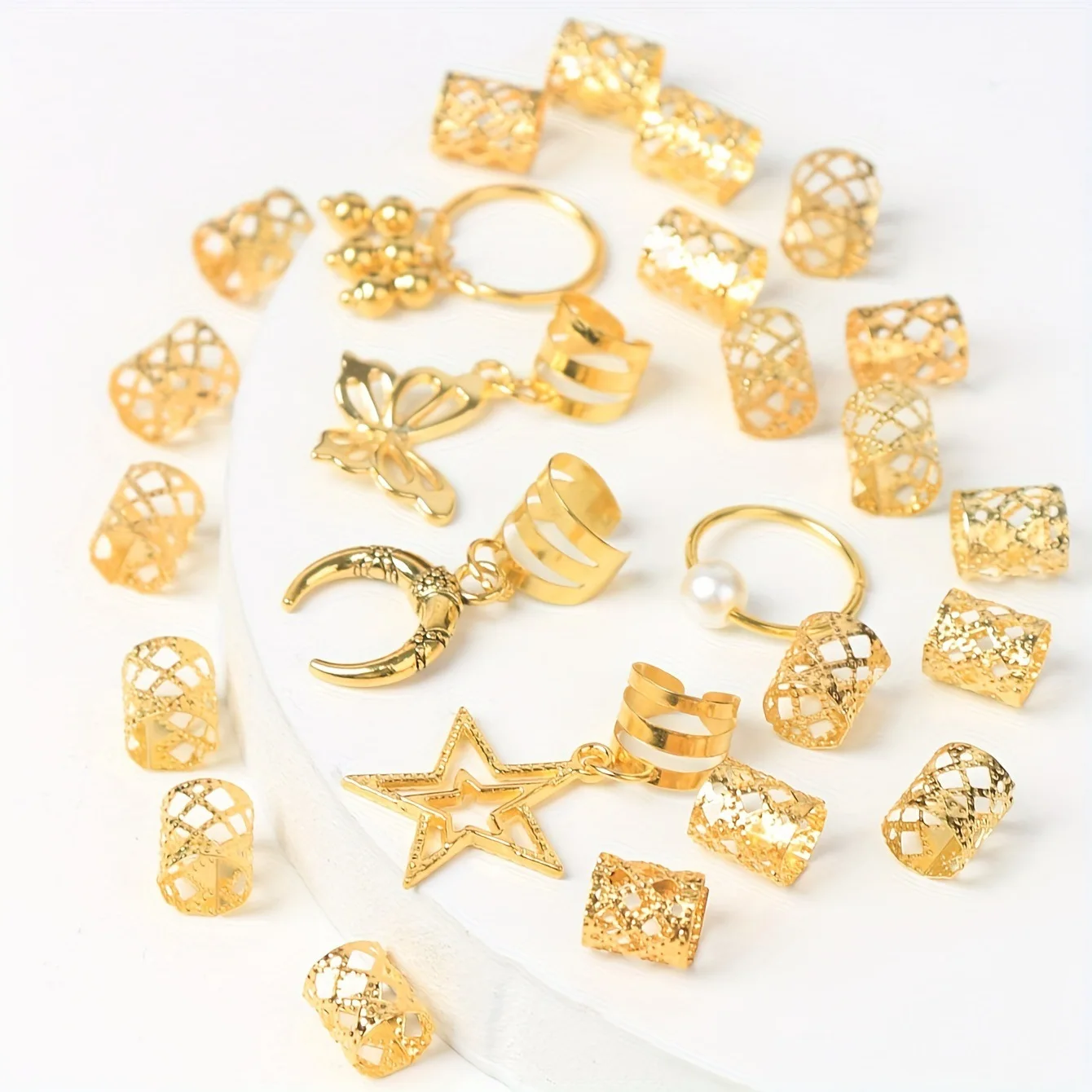 Premium 25 Count Vintage Star Dreadlocks Hair Loop Hollow Ear Cuff Set for DIY Handmade Decoration
Premium 25 Count Vintage Star Dreadlocks Hair Loop Hollow Ear Cuff Set for DIY Handmade Decoration