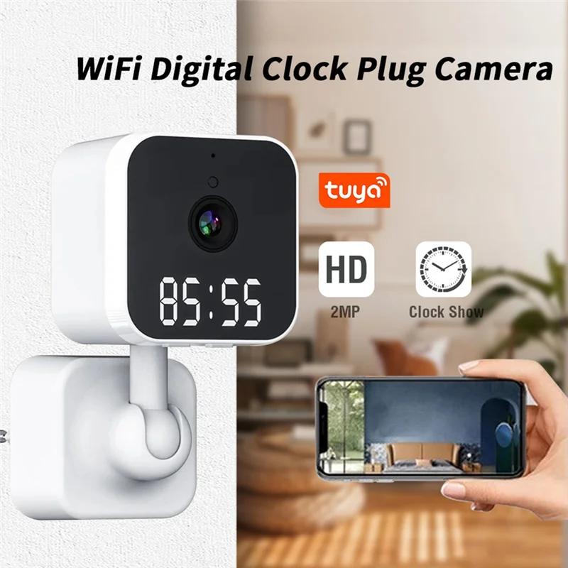 BAAE Tuya Wifi Camera with Digital Clock Indoor Home Security Night Vision Video Surveillance Wireless Motion Camera-EU Plug
BAAE Tuya Wifi Camera with Digital Clock Indoor Home Security Night Vision Video Surveillance Wireless Motion Camera-EU Plug