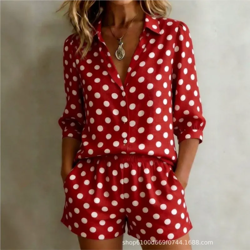 2026 New Summer Women's Shorts Set With Polka Dot V-neck Elegant Fashionable Comfortable And Commuting Bohemian Style Shorts Set
2026 New Summer Women's Shorts Set With Polka Dot V-neck Elegant Fashionable Comfortable And Commuting Bohemian Style Shorts Set
