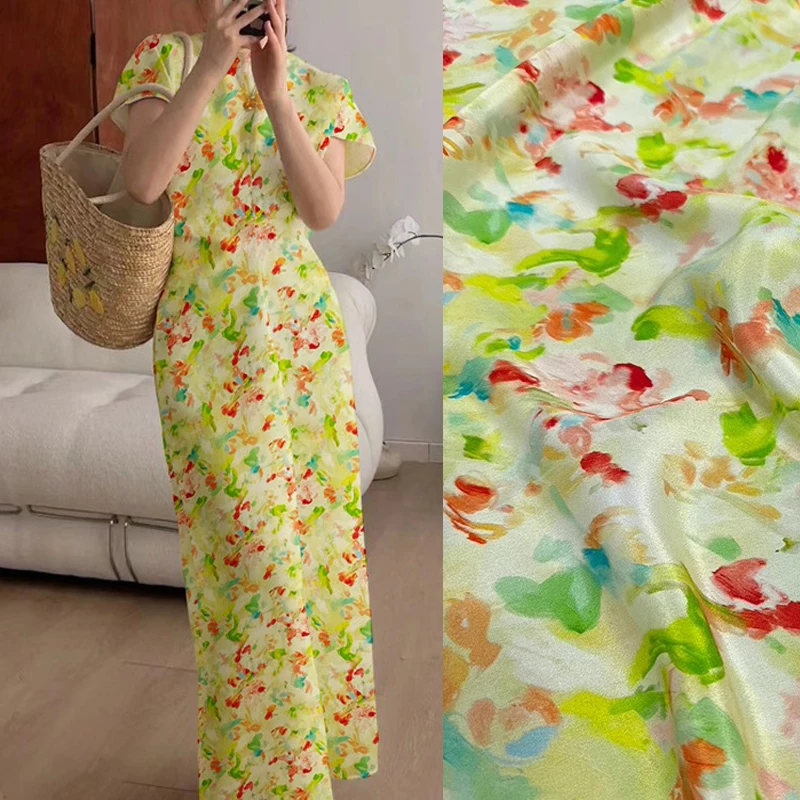 Красочная шелковая крепдешинная ткань с принтом для летних брюк, пижамы, шелк 93% и 7% спандекс, эластичная ткань для шитья R2397 
Красочная шелковая крепдешинная ткань с принтом для летних брюк, пижамы, шелк 93% и 7% спандекс, эластичная ткань для шитья R2397