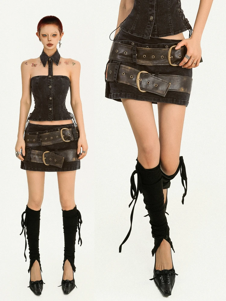 Nico Molly Original Dark Style Design Double Belted Skirt Women's Summer Hot Girl Denim Half-length Skirts A-Line Skirt
Nico Molly Original Dark Style Design Double Belted Skirt Women's Summer Hot Girl Denim Half-length Skirts A-Line Skirt
