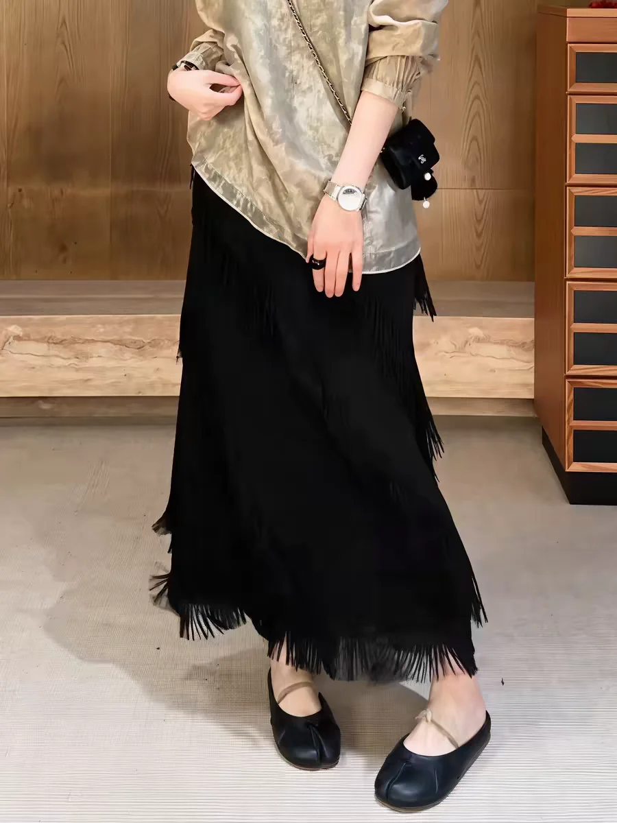 Black Asymmetrical Fringed A-Line Midi Skirt Women's High Waist Drapey Slimming Personality Straight Tube Long Skirt
Black Asymmetrical Fringed A-Line Midi Skirt Women's High Waist Drapey Slimming Personality Straight Tube Long Skirt