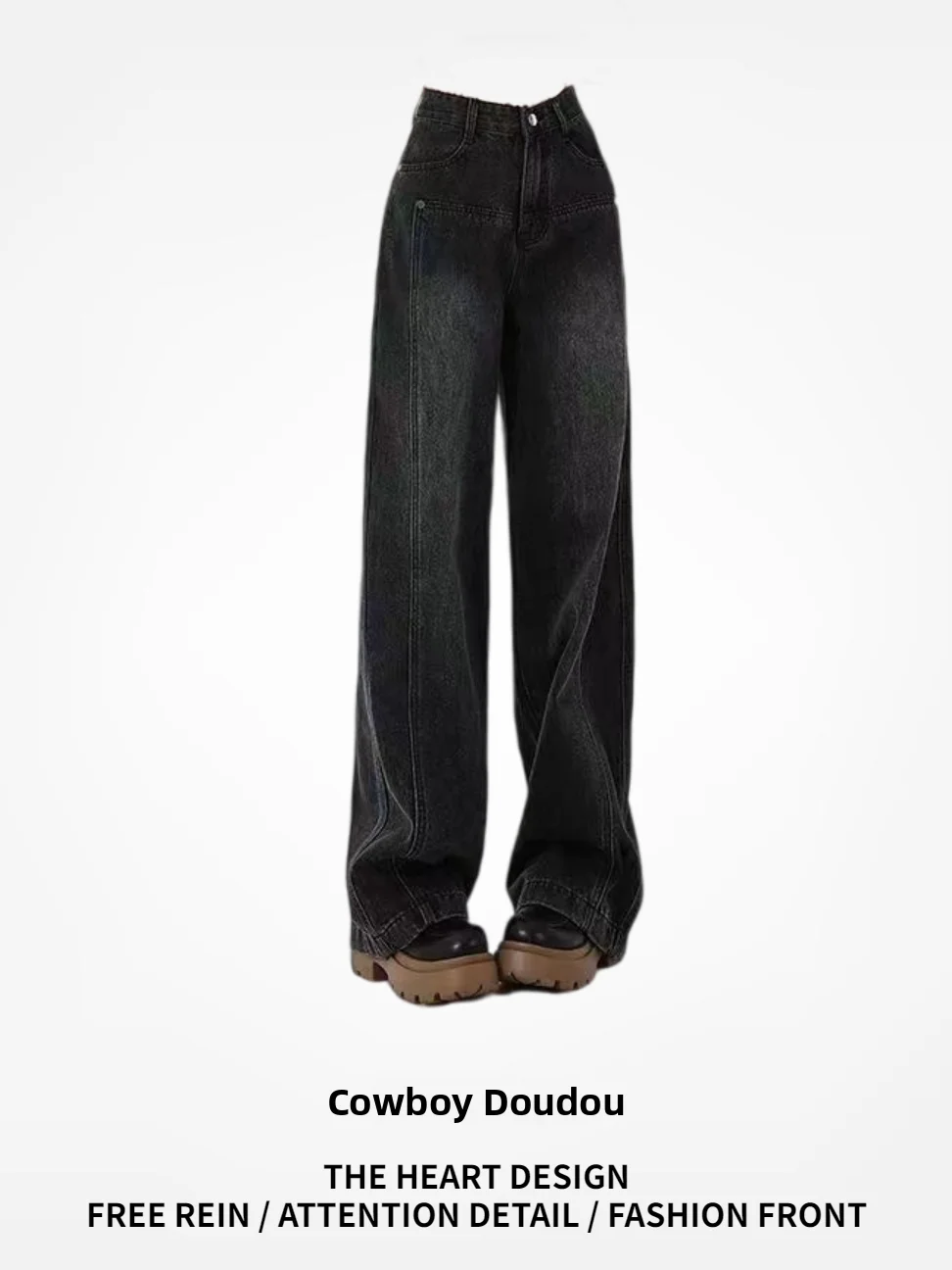 High Waist Wide Leg Denim Jeans Women's Straight Cut Slimming Black Grey Spring Summer New Design Floor-Length Trousers
High Waist Wide Leg Denim Jeans Women's Straight Cut Slimming Black Grey Spring Summer New Design Floor-Length Trousers