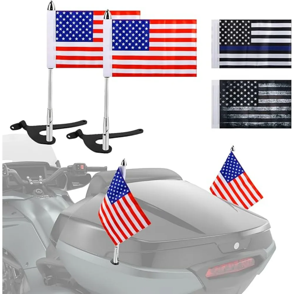 Motorcycle Spyder Flag Pole Right and Left Side Trunk Mounted Foldable with 4 USA Flags For F3-Limited 2017-up Spyder RT 2020-up
Motorcycle Spyder Flag Pole Right and Left Side Trunk Mounted Foldable with 4 USA Flags For F3-Limited 2017-up Spyder RT 2020-up