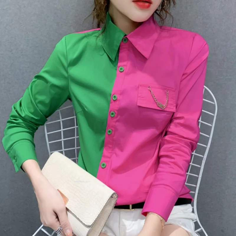 Fashionable Heavyweight Color Block Long Sleeve Shirt Women's Slim Fit Base Layer Top Spring Autumn New Style Street Style
Fashionable Heavyweight Color Block Long Sleeve Shirt Women's Slim Fit Base Layer Top Spring Autumn New Style Street Style