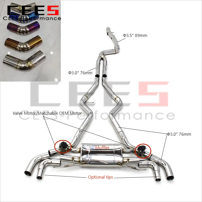 cees for BMW M340/M340i M440 G22 G23 440i 3.0T 2019-2022 SUS304 Catback Tuning Performance Valved Muffler Exhaust Pipe System
cees for BMW M340/M340i M440 G22 G23 440i 3.0T 2019-2022 SUS304 Catback Tuning Performance Valved Muffler Exhaust Pipe System