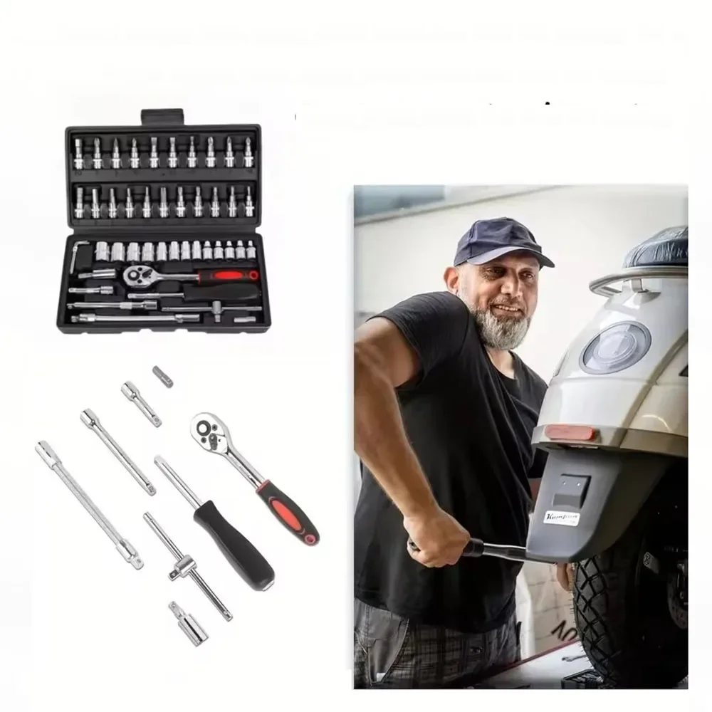 Motorcycle Toolbox Set Drive Socket Ratchet Wrench Set Complete Car Repairing Kit For Auto And Bicycle Maintenance Tools
Motorcycle Toolbox Set Drive Socket Ratchet Wrench Set Complete Car Repairing Kit For Auto And Bicycle Maintenance Tools