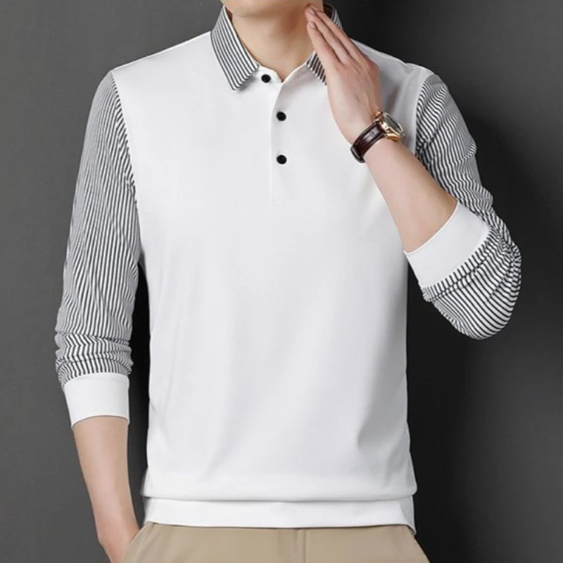 Men's Lightweight Long Sleeve Polo Shirt Turn Down Collar Stripe Sleeve Business Casual Top Spring Autumn Premium Wear
Men's Lightweight Long Sleeve Polo Shirt Turn Down Collar Stripe Sleeve Business Casual Top Spring Autumn Premium Wear