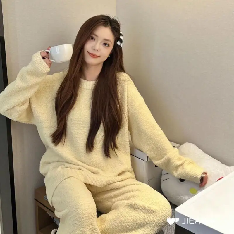 Women's Half-Pile Pajamas Homewear Set Solid Color Korean Version Girl Autumn Winter Fleece-Lined Thickened Two Pieces New Model
Women's Half-Pile Pajamas Homewear Set Solid Color Korean Version Girl Autumn Winter Fleece-Lined Thickened Two Pieces New Model