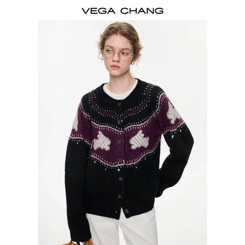 Vega Chang New Winter Women's Fair Isle Wool Blend Jacquard Cardigan Retro Sweater
Vega Chang New Winter Women's Fair Isle Wool Blend Jacquard Cardigan Retro Sweater