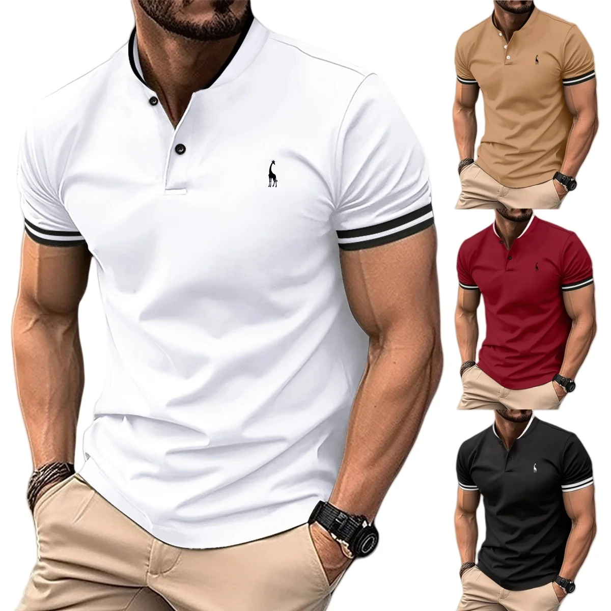 Men's Classic Deer Fashion Stand-Up Collar Slim Polo Shirt Summer Sports Button-Up Color Short-Sleeved T-Shirt
Men's Classic Deer Fashion Stand-Up Collar Slim Polo Shirt Summer Sports Button-Up Color Short-Sleeved T-Shirt