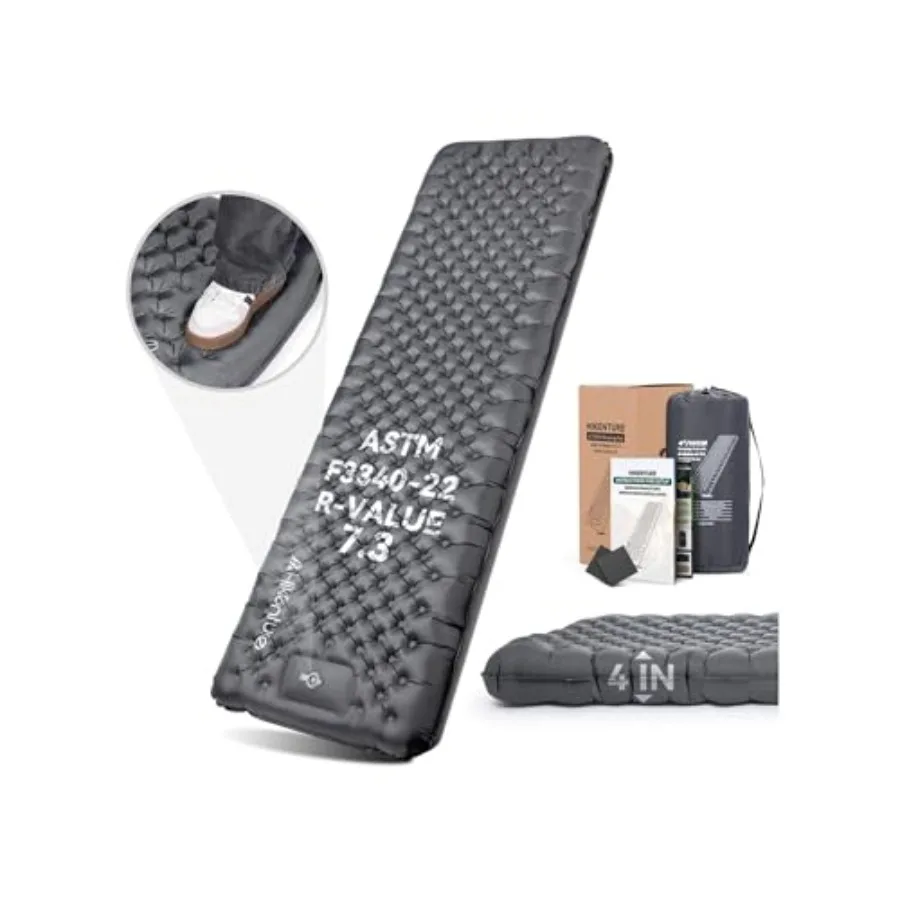 7.3 R-Value Camping Sleeping Pad 4" Insulated Camping Mat with Foot Pump Ultralight Backpacking Air Mattress for 4 Seasons Infl
7.3 R-Value Camping Sleeping Pad 4" Insulated Camping Mat with Foot Pump Ultralight Backpacking Air Mattress for 4 Seasons Infl