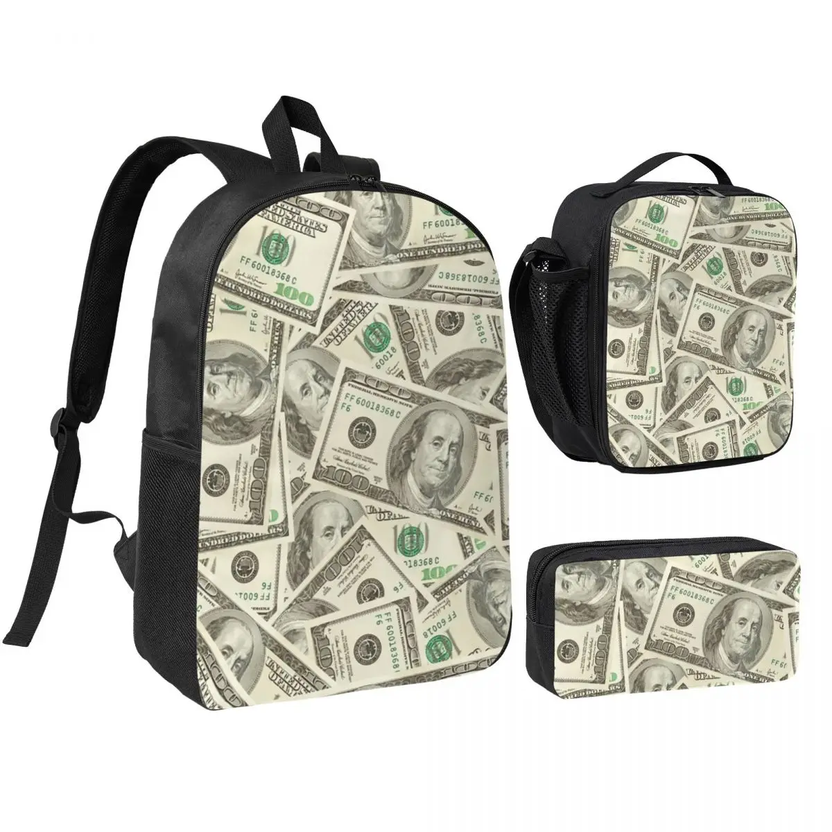 US Dollar Banknotes Backpack Student BookBag School Bag Shoulder Bags 3ps Insulated Lunch Bag Pencil Case
US Dollar Banknotes Backpack Student BookBag School Bag Shoulder Bags 3ps Insulated Lunch Bag Pencil Case
