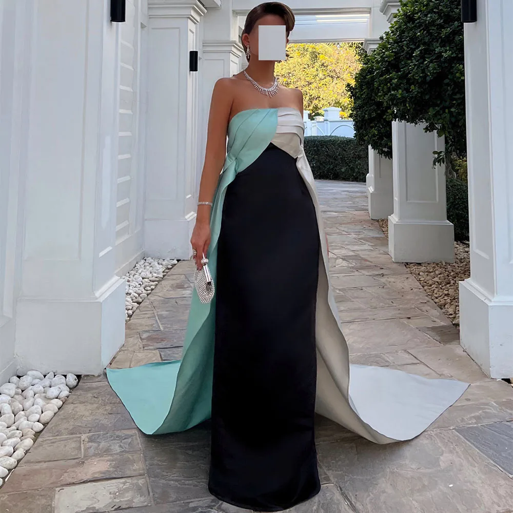 Elegant Evening Dresses 2025 Strapless Sleeveless Column Women's Formal Party Gowns Long Watteau Train Black Evening Gown
Elegant Evening Dresses 2025 Strapless Sleeveless Column Women's Formal Party Gowns Long Watteau Train Black Evening Gown