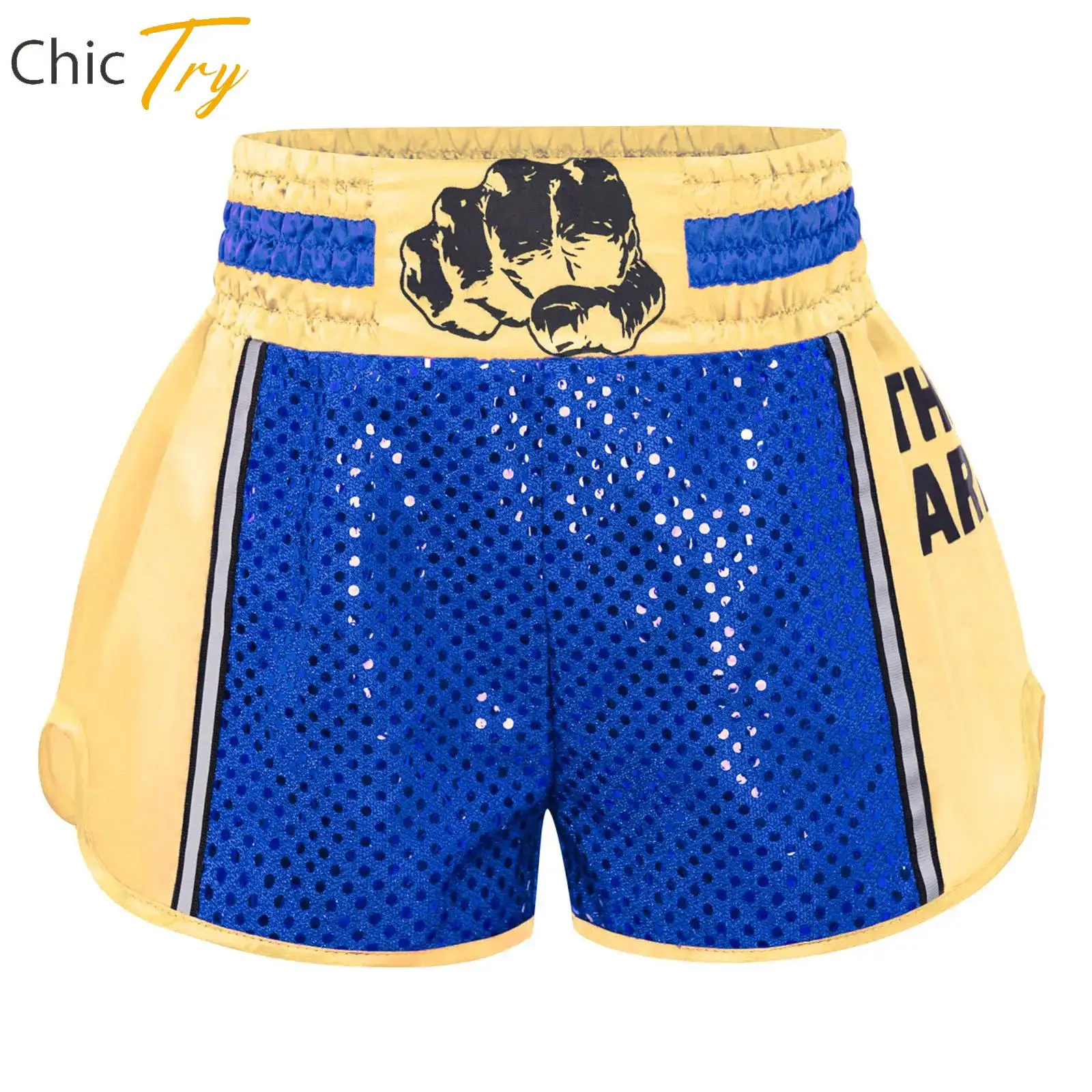 Boys Girls Boxing Training Shorts Shiny Sequins Sides Slit MMA Clothes Fight Kickboxing Pants Bottom for Halloween Cosplay Party
Boys Girls Boxing Training Shorts Shiny Sequins Sides Slit MMA Clothes Fight Kickboxing Pants Bottom for Halloween Cosplay Party