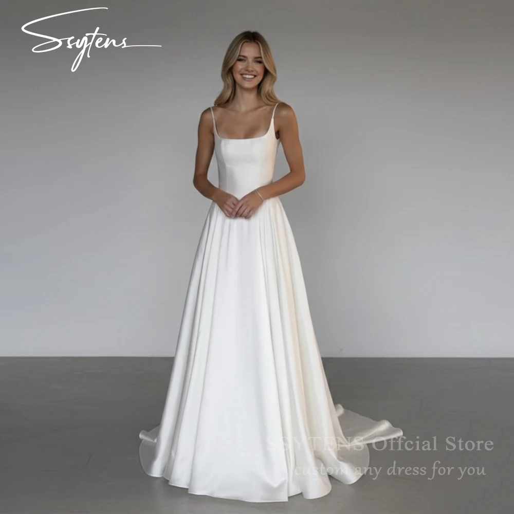 SSYTENS Elegant Simple Square Collar Wedding Dress for Women Satin A-Line Women Backless Bride Gown Customized Vestidos De Novia
SSYTENS Elegant Simple Square Collar Wedding Dress for Women Satin A-Line Women Backless Bride Gown Customized Vestidos De Novia