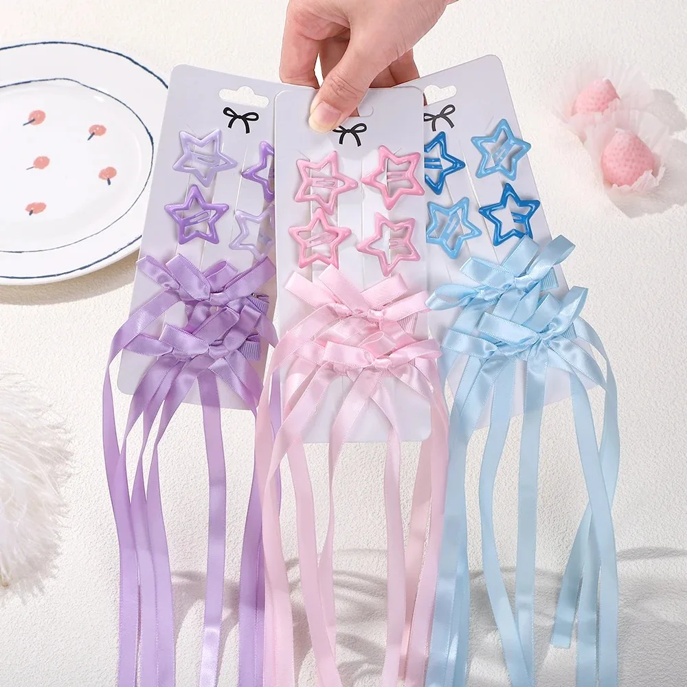 6pcs/set Y2k Star Snap Hair Clips with Long Ribbon Bowknot Barrettes for Women Girls Double Ponytail Headwear Hair Accessories
6pcs/set Y2k Star Snap Hair Clips with Long Ribbon Bowknot Barrettes for Women Girls Double Ponytail Headwear Hair Accessories