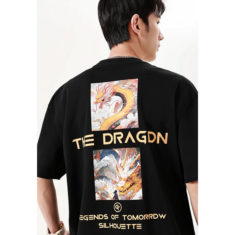 ZSY3203 Dragon totem suede foam cotton double yarn 250g tide summer short-sleeved t-shirt micro loose hundred men's models
ZSY3203 Dragon totem suede foam cotton double yarn 250g tide summer short-sleeved t-shirt micro loose hundred men's models