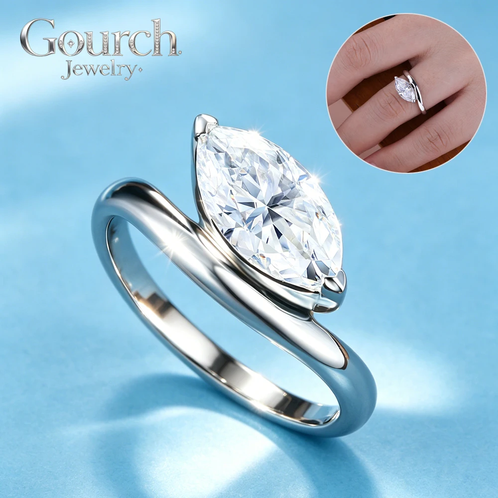 Gourch 2Ct Marquise Cut Real Moissanite Solitaire Ring D Color VVS1 Lab Diamond Wedding Engagement Ring 925 Sterling Silver Band
Gourch 2Ct Marquise Cut Real Moissanite Solitaire Ring D Color VVS1 Lab Diamond Wedding Engagement Ring 925 Sterling Silver Band