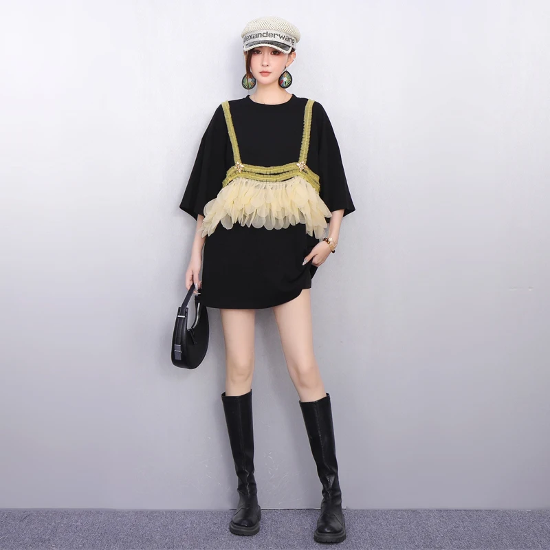 2025 Summer New Fashion Women Mesh Strap Splicing Loose O-Neck T-shirts Short Sleeve Top Female Wholesale J1250
2025 Summer New Fashion Women Mesh Strap Splicing Loose O-Neck T-shirts Short Sleeve Top Female Wholesale J1250