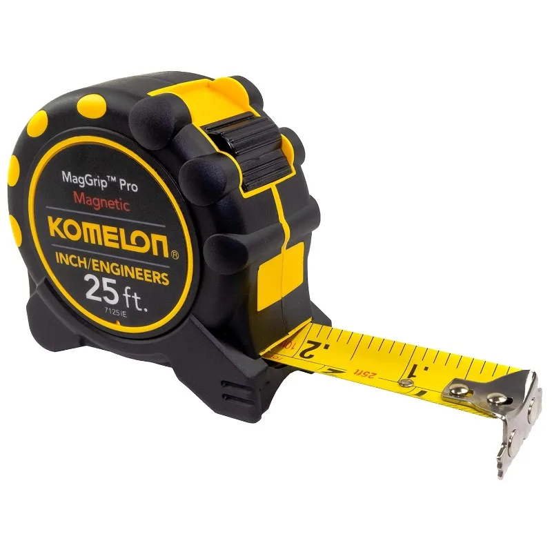 Komelon 7125IE; 25' x 1" Magnetic MagGrip Pro Tape Measure with Inch/Engineer Scale, Yellow/Black
Komelon 7125IE; 25' x 1" Magnetic MagGrip Pro Tape Measure with Inch/Engineer Scale, Yellow/Black
