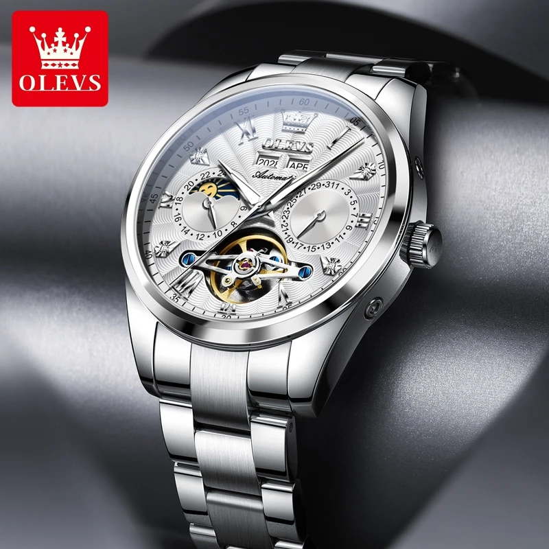 OLEVS Original Men's Watch Flywheel Hollow Chronograph Moon Phases Luminous Calendar Automatic Mechanical Watch for Men 7028
OLEVS Original Men's Watch Flywheel Hollow Chronograph Moon Phases Luminous Calendar Automatic Mechanical Watch for Men 7028