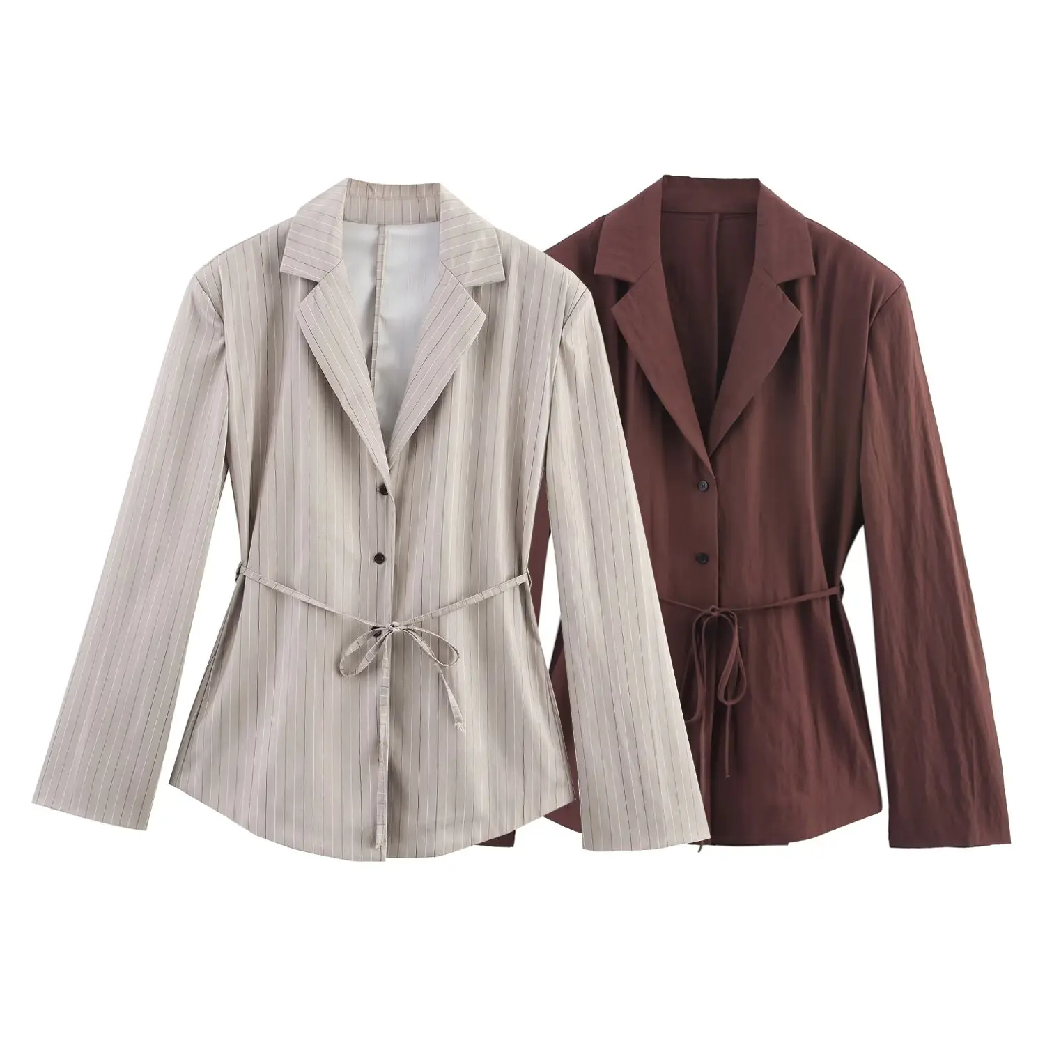 2025 Новая женская одежда, модная куртка в европейском и американском стиле с тонким поясом и полосатым лацканом с длинными рукавами
2025 Новая женская одежда, модная куртка в европейском и американском стиле с тонким поясом и полосатым лацканом с длинными рукавами