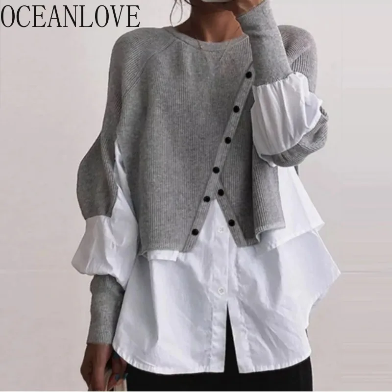 OCEANLOVE поддельные женские свитера из 2 предметов в японском стиле, винтажные осенне-зимние пуловеры, нерегулярные повседневные свободные пуловеры Femme
OCEANLOVE поддельные женские свитера из 2 предметов в японском стиле, винтажные осенне-зимние пуловеры, нерегулярные повседневные свободные пуловеры Femme