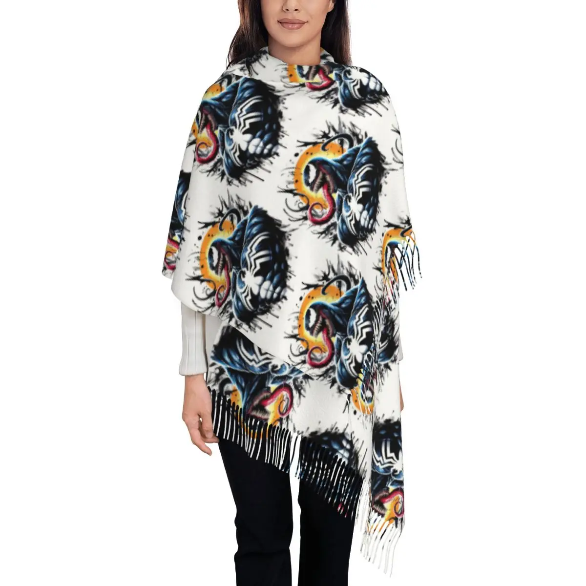 Модный шарф с кисточками из фильма Venom на заказ, женские зимние теплые шаль, женские шарфы
Модный шарф с кисточками из фильма Venom на заказ, женские зимние теплые шаль, женские шарфы