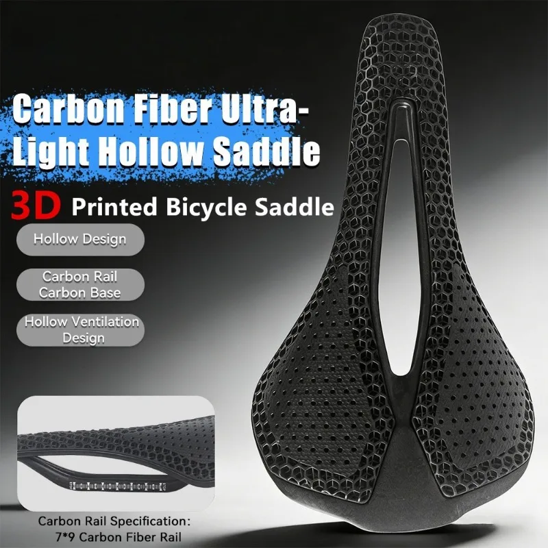 3D Printed Bike Saddle Carbon Fiber Road Bike Seat Hollow Breathable Cushion
3D Printed Bike Saddle Carbon Fiber Road Bike Seat Hollow Breathable Cushion