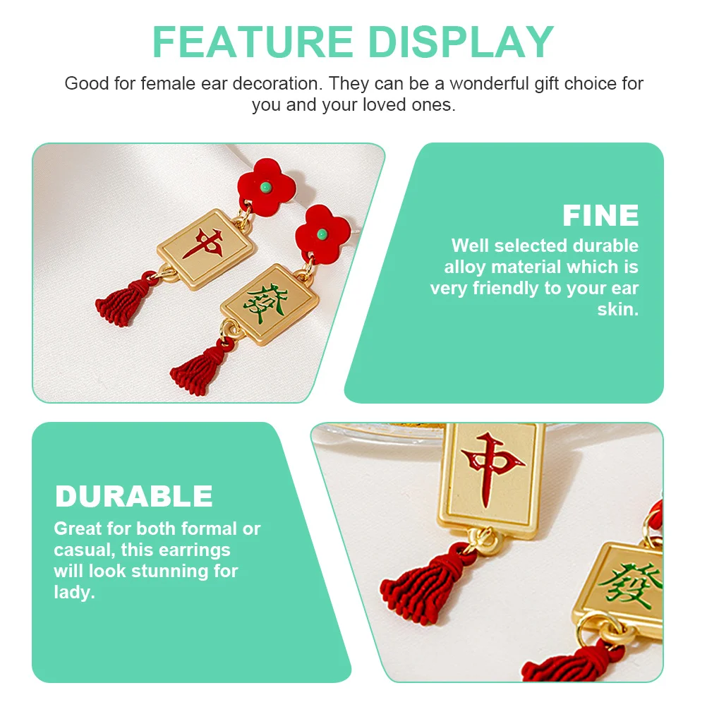 1Pair Mahjong Shape Earrings Festive Spring Festival Theme for Women Creative Chinese Style Ear Drop Elegant Lady Jewelry Gift
1Pair Mahjong Shape Earrings Festive Spring Festival Theme for Women Creative Chinese Style Ear Drop Elegant Lady Jewelry Gift